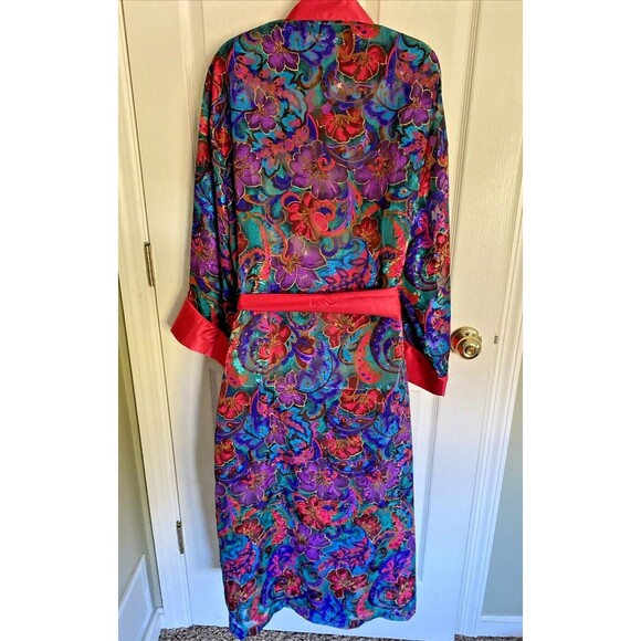 Victoria's Secret GOLD LABEL Vintage Full Length Belted Robe Floral M/L - Picture 6 of 8